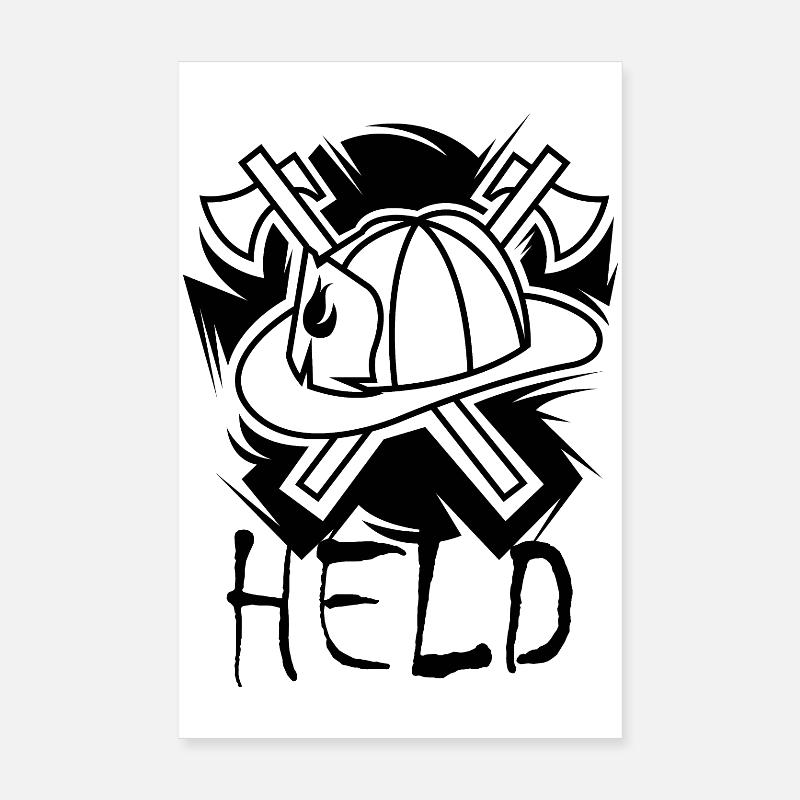 Héros, Pompier, Pompier, Symbole, Hache, Héros Poster 20 x 30 cm