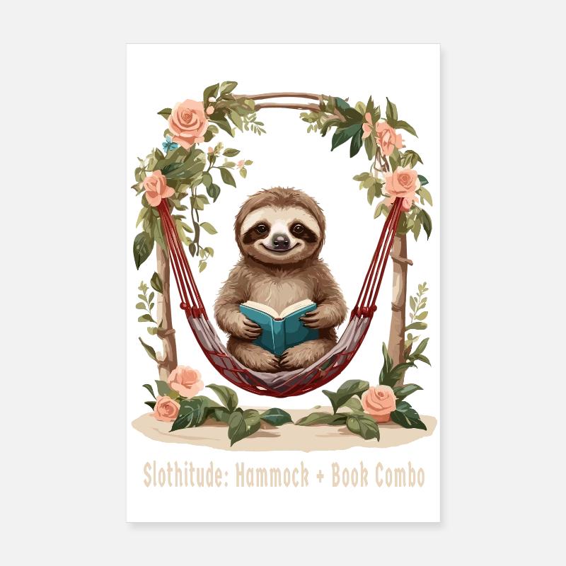 Cute sloth with book Poster 8" x 12" (20x30 cm)