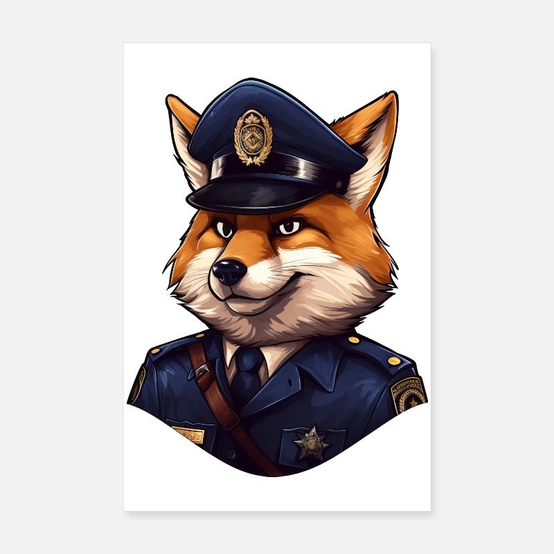 Fuchs Polizist Poster 20x30 cm
