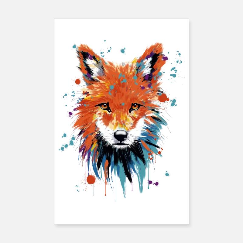 Fox Watercolor - Poster 20x30 cm - Weiß