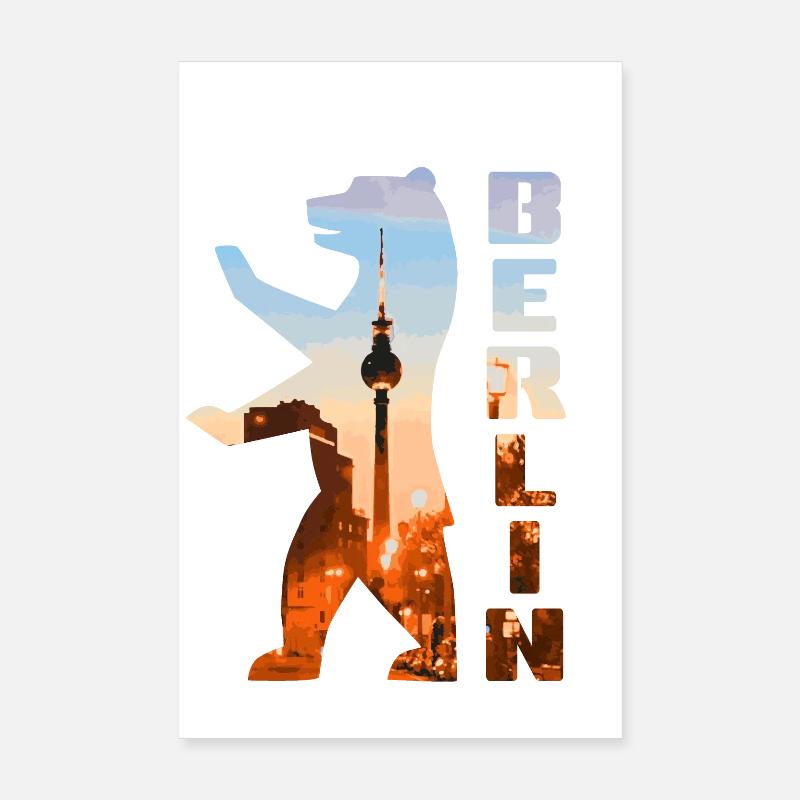 Berlin Bär Silhouette Poster 20x30 cm