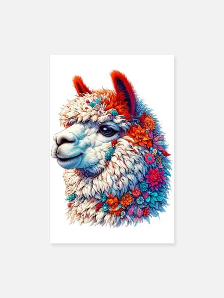 Alpaga - Poster 20 x 30 cm - blanc - Devant