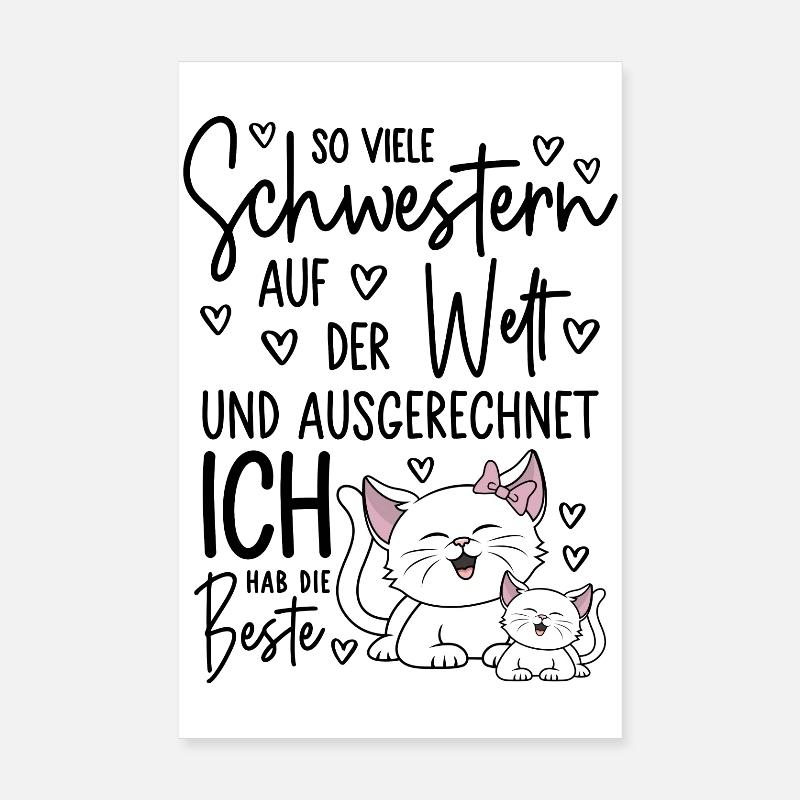 So viele Schwestern Katze Katzen Beste Schwester - Poster 20x30 cm - Weiß