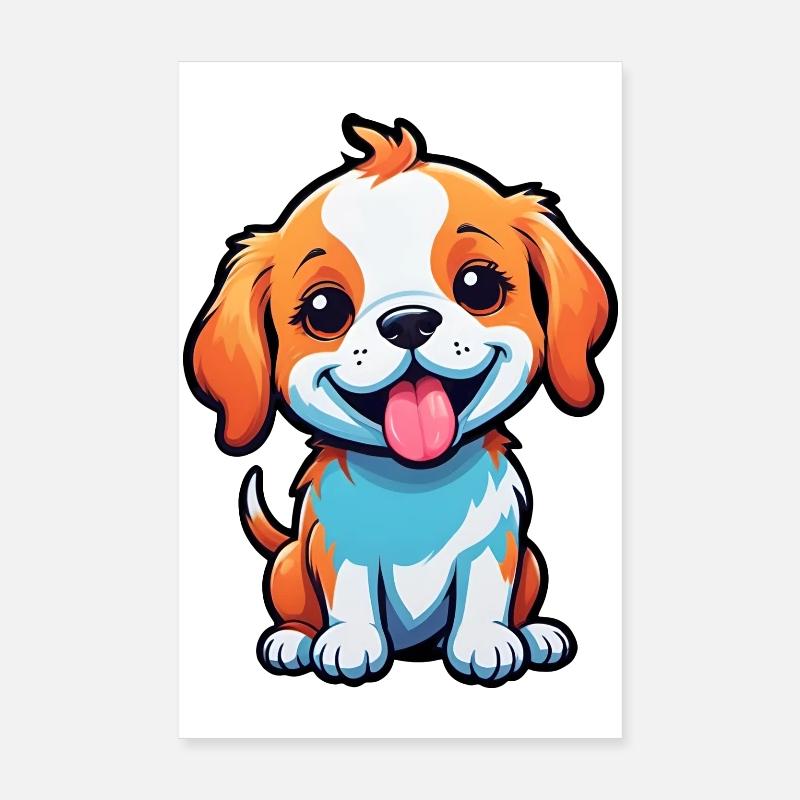 chiot de dessin animé heureux mignon Poster 20 x 30 cm