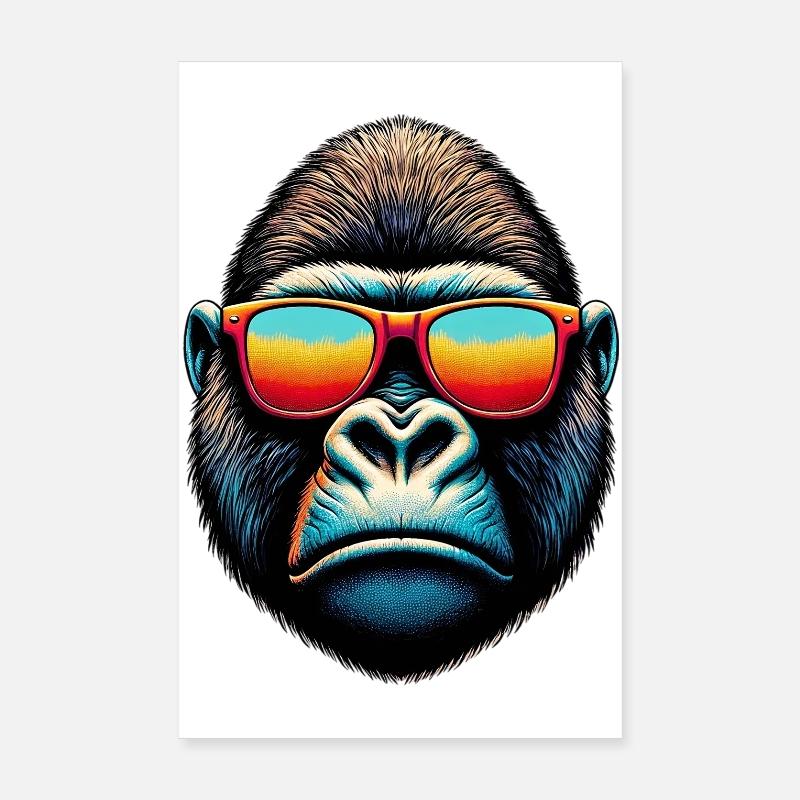 Gorilles avec lunettes de soleil Poster 20 x 30 cm