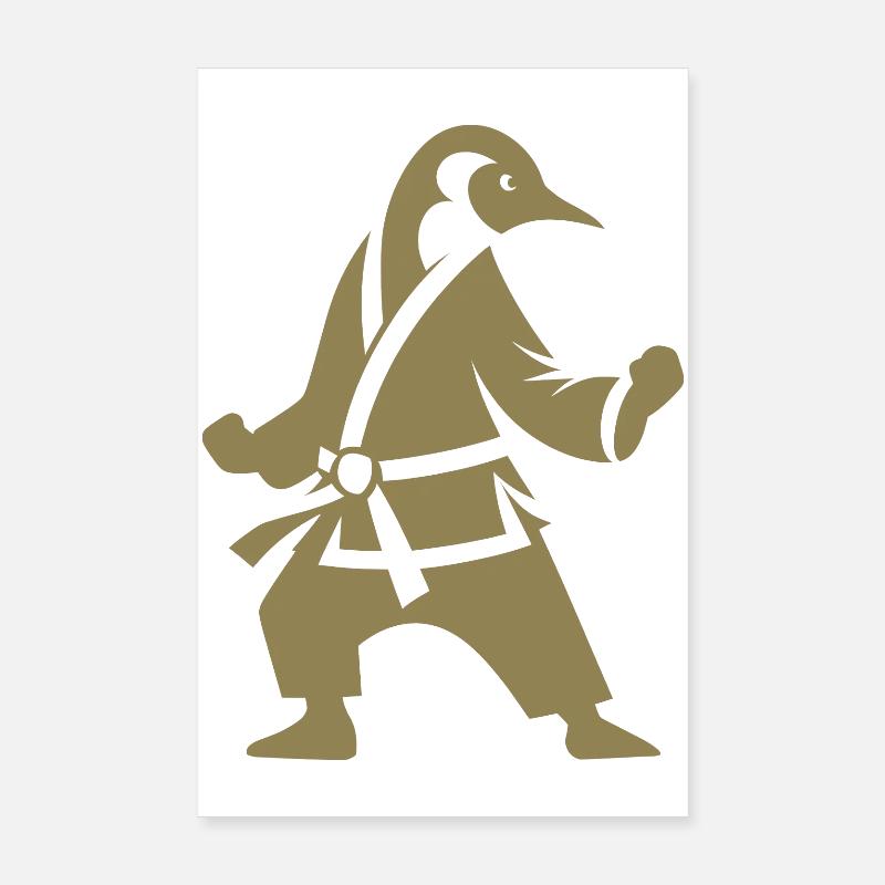 Pinguin Karate Kampfkunst Silhouette Poster 20x30 cm