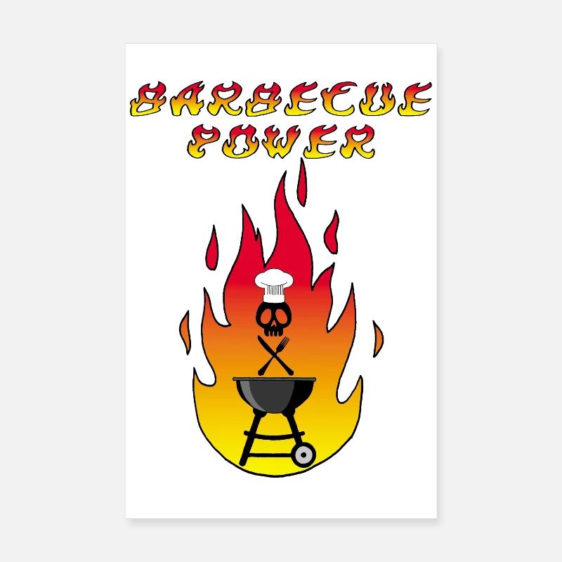 Tête de mort et barbecue Poster 20 x 30 cm