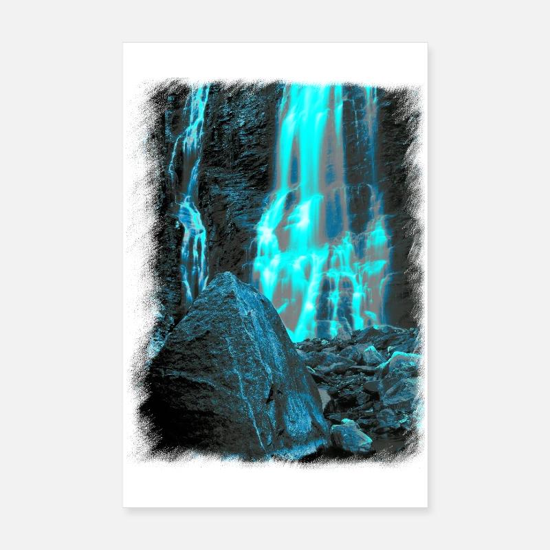 Felsiger Wasserfall Poster 20x30 cm