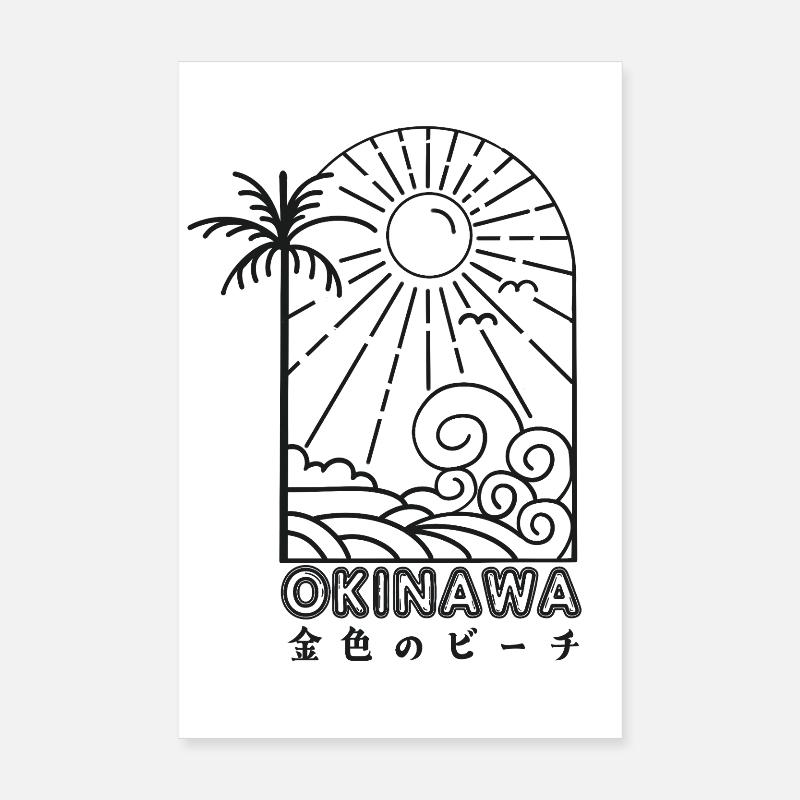 Plages dorées d’Okinawa au Japon - Poster 20 x 30 cm - blanc