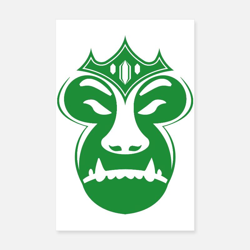 Masque Tribal Couronné Vert - Poster 20 x 30 cm - blanc
