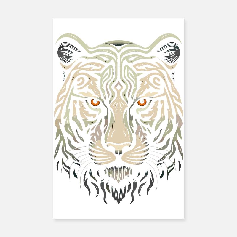 White Tiger Head Poster 8" x 12" (20x30 cm)