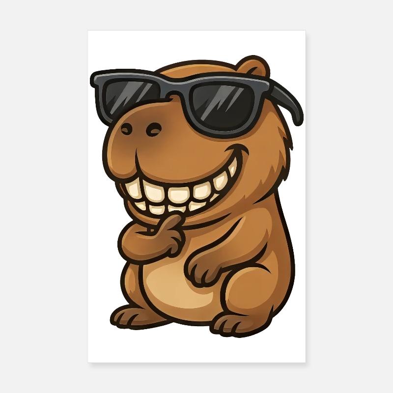 Cochon d’Inde Capybara cool avec lunettes de soleil Poster 20 x 30 cm