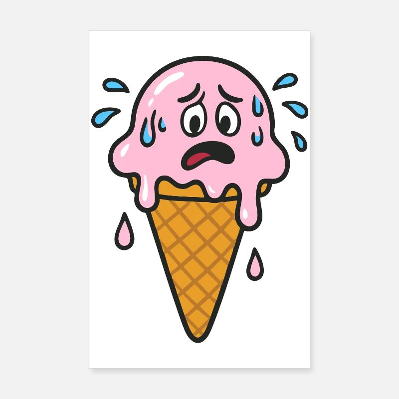 Cône de crème glacée dessin animé Poster 20 x 30 cm