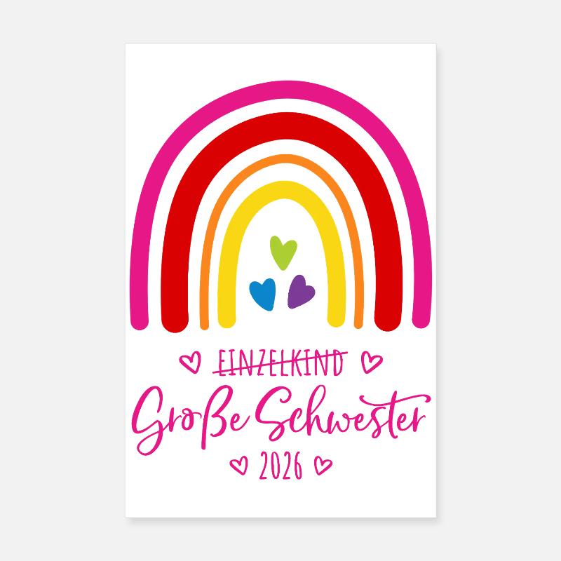 Große Schwester 2026 Regenbogen Poster 20x30 cm