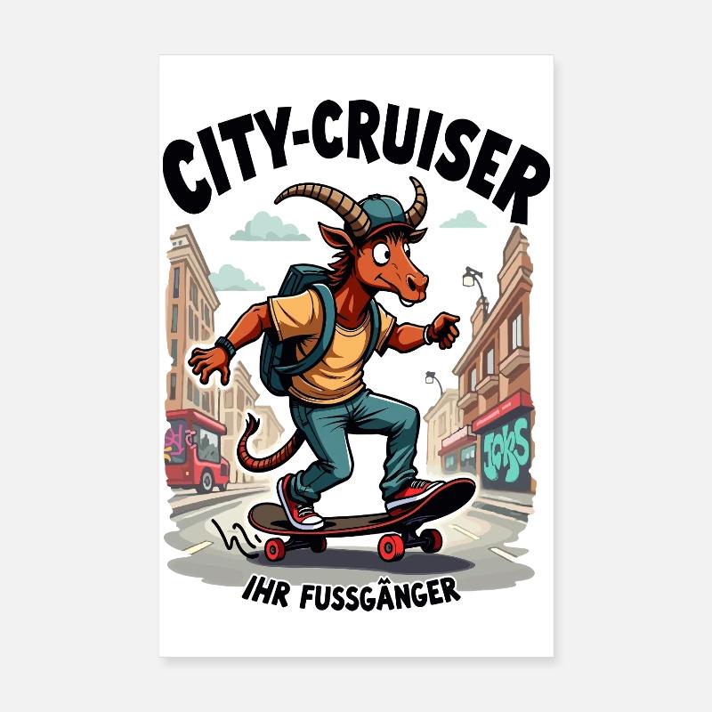 Chèvre patineuse Poster 20 x 30 cm