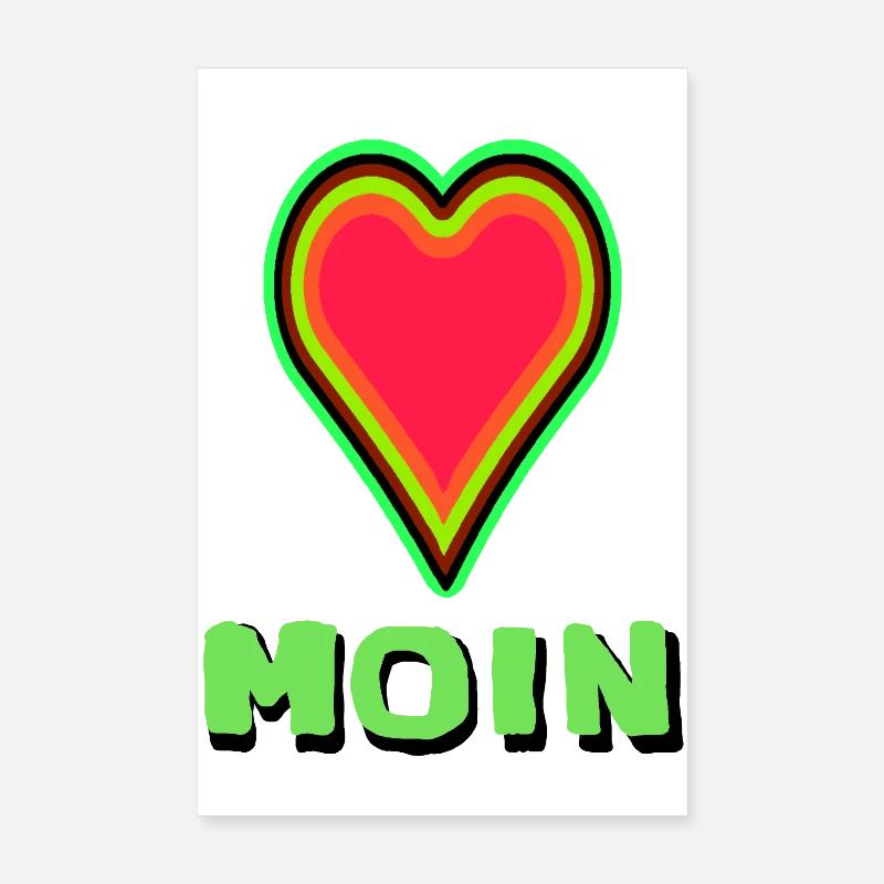 Herzdesign mit leuchtender Umrandung Moin aus Lieb Poster 20x30 cm
