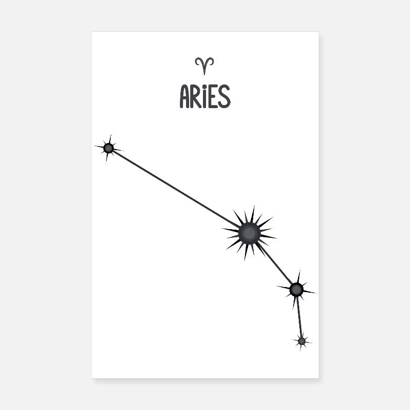 Widder Sternzeichen Sternbild Stern Sternbild Schwarz & Grau Poster 20x30 cm