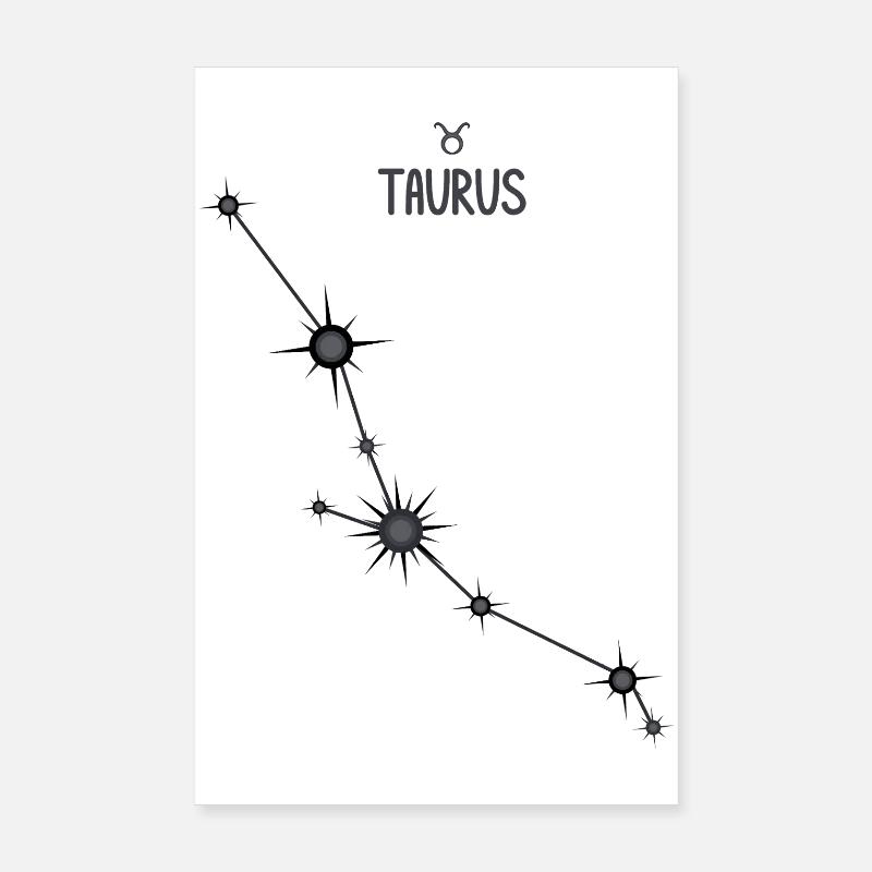 Stier Sternzeichen Sternbild Schwarz & Grau Poster 20x30 cm
