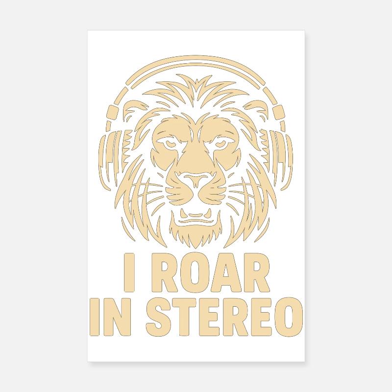 Tête de lion avec écouteurs Poster 20 x 30 cm