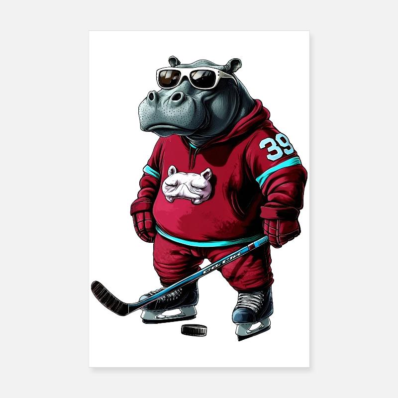 Nilpferde Eishockey Poster 20x30 cm