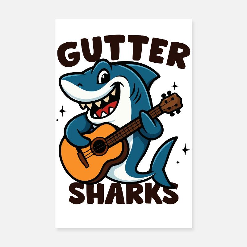 Shark Musician Toad Poster 8" x 12" (20x30 cm)