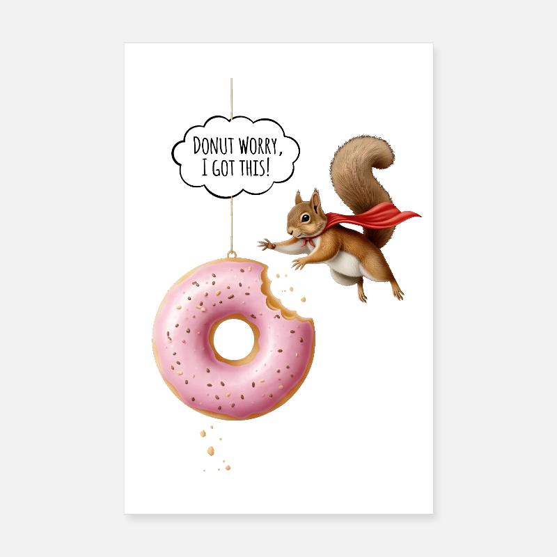 Écureuils mignons avec beignet Poster 20 x 30 cm
