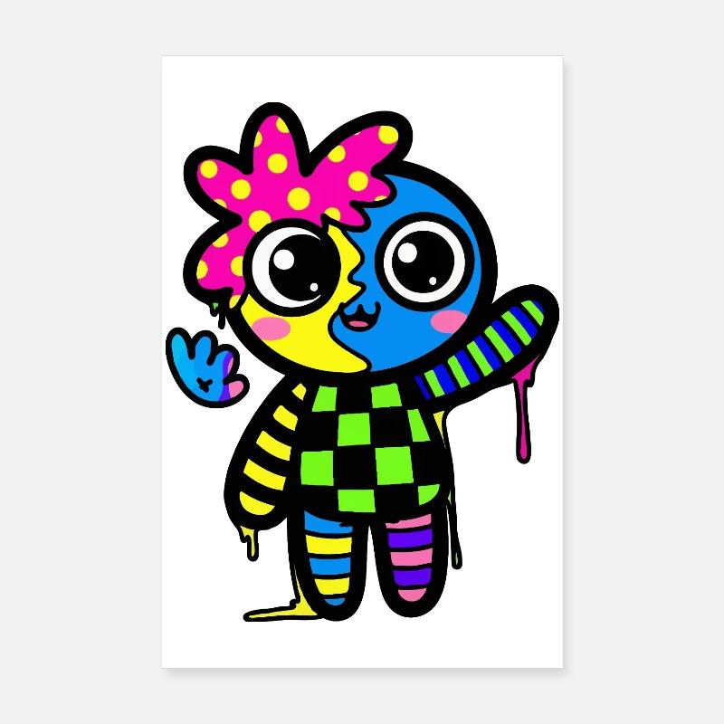 Split Face Rainbow Pop Art Poster 8" x 12" (20x30 cm)