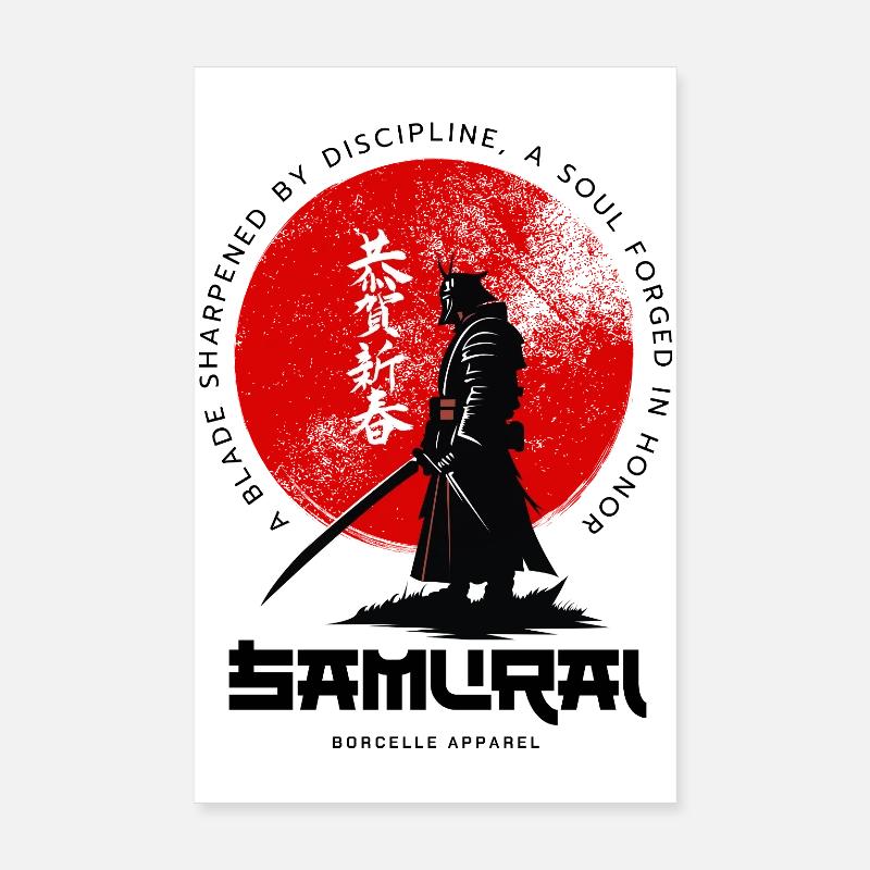 Cercle de lune samouraï Poster 20 x 30 cm