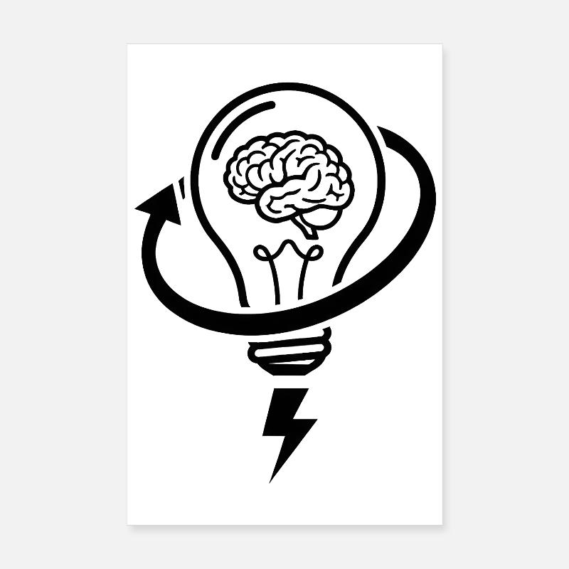 Brain and lamp – brainstorming session Poster 8" x 12" (20x30 cm)