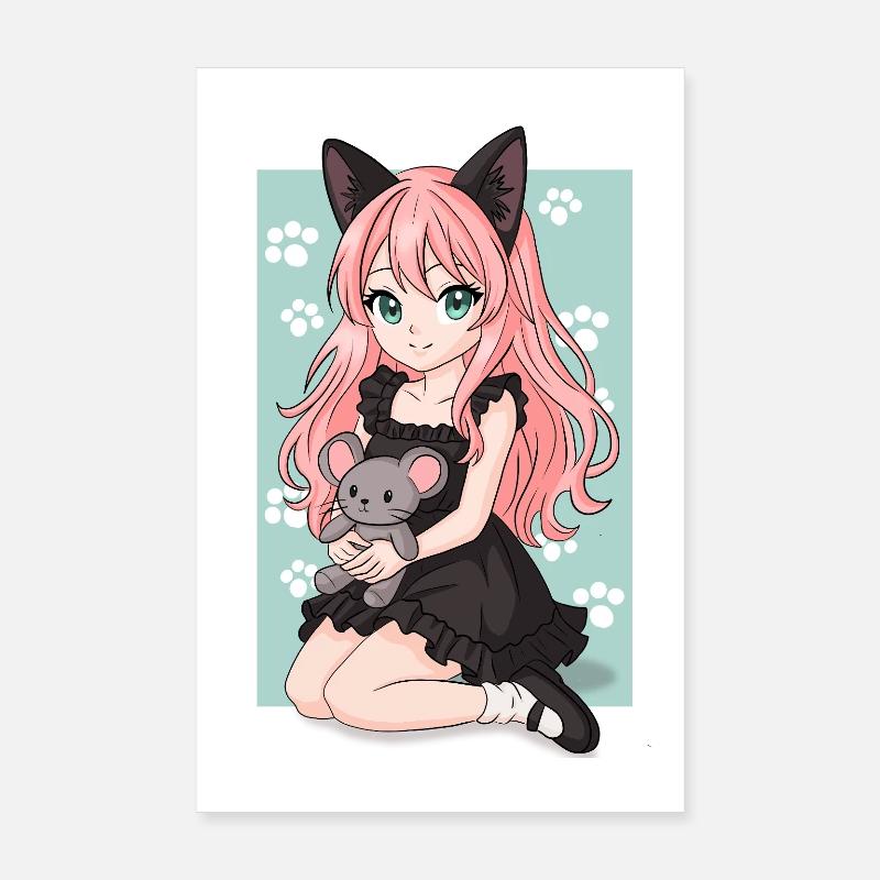 fille_chat Poster 20x30 cm