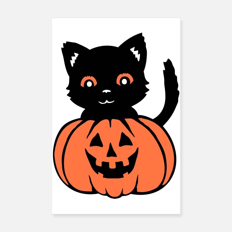 Halloween Cat Black Pumpkin Autumn Spooky Spooky Poster 8" x 12" (20x30 cm)