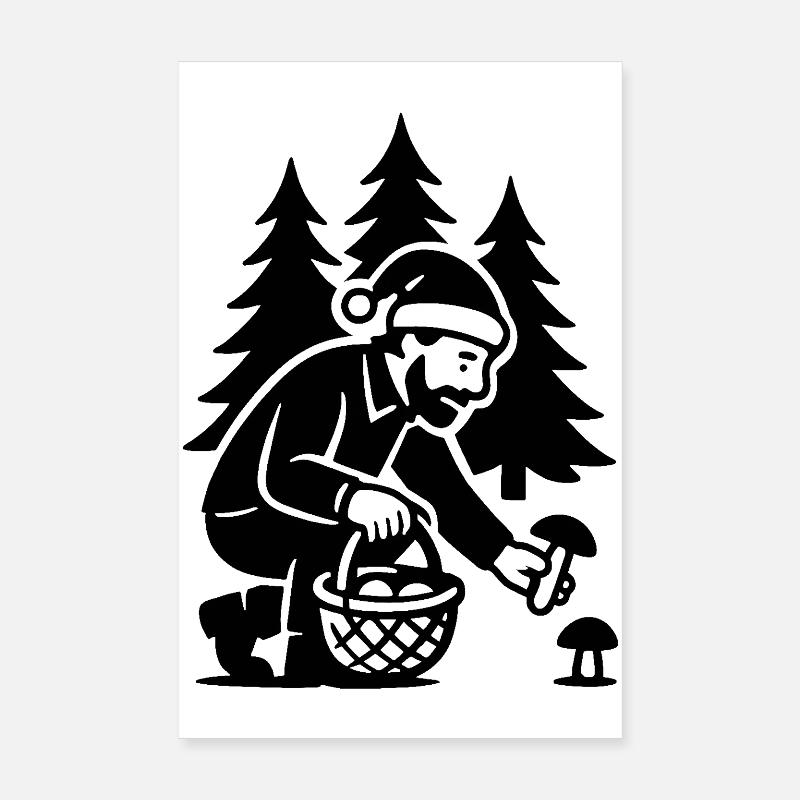 Cueilleur de champignons - Cueillette de champignons de Noël aux cèpes Poster 20 x 30 cm