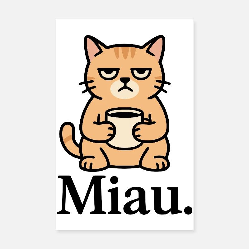 Miaou matin, grogne Poster 20 x 30 cm