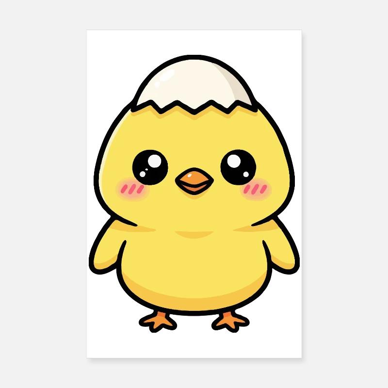 poussin avec casquette Kawaii Poster 20 x 30 cm