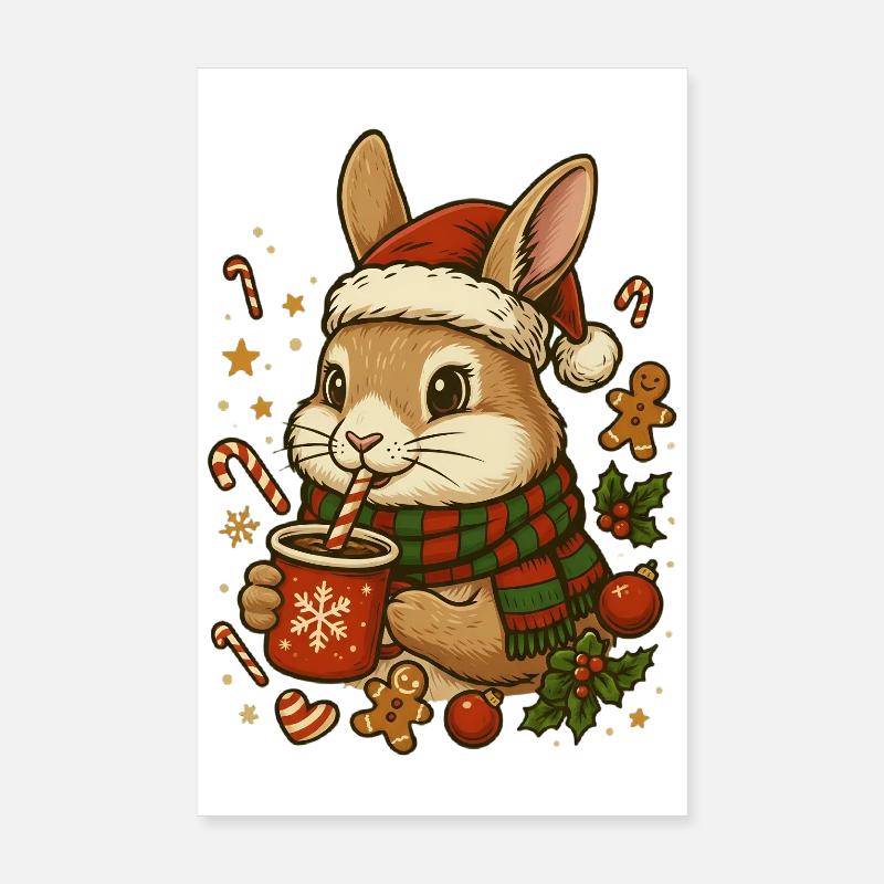 Rabbit at Christmas Poster 8" x 12" (20x30 cm)