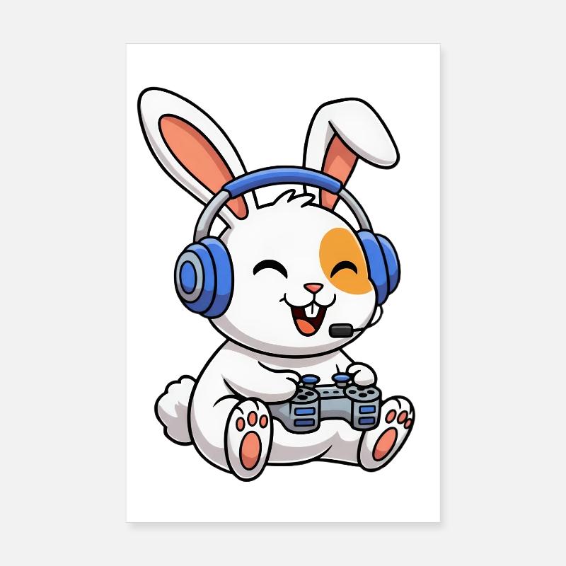 Rabbits playing games Poster 8" x 12" (20x30 cm)