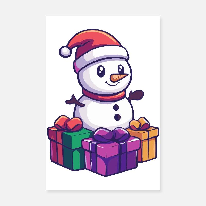 Cadeaux de Noël Snowman Poster 20 x 30 cm