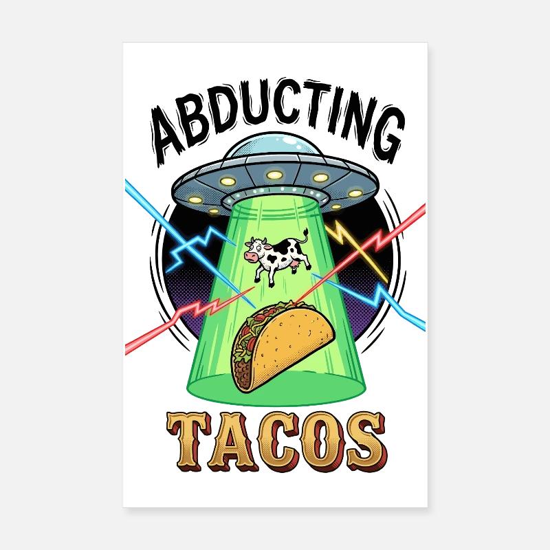 Abducting Tacos Alien Poster 20x30 cm