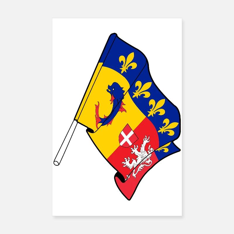 Drapeau du Rhône-Alpes Poster 20 x 30 cm