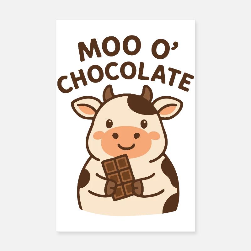Moo o'Chocolate Funny Pun Cow Poster 8" x 12" (20x30 cm)