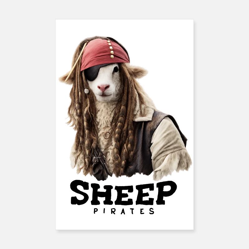 Piraten Schaf mit Dreadlocks Poster 20x30 cm