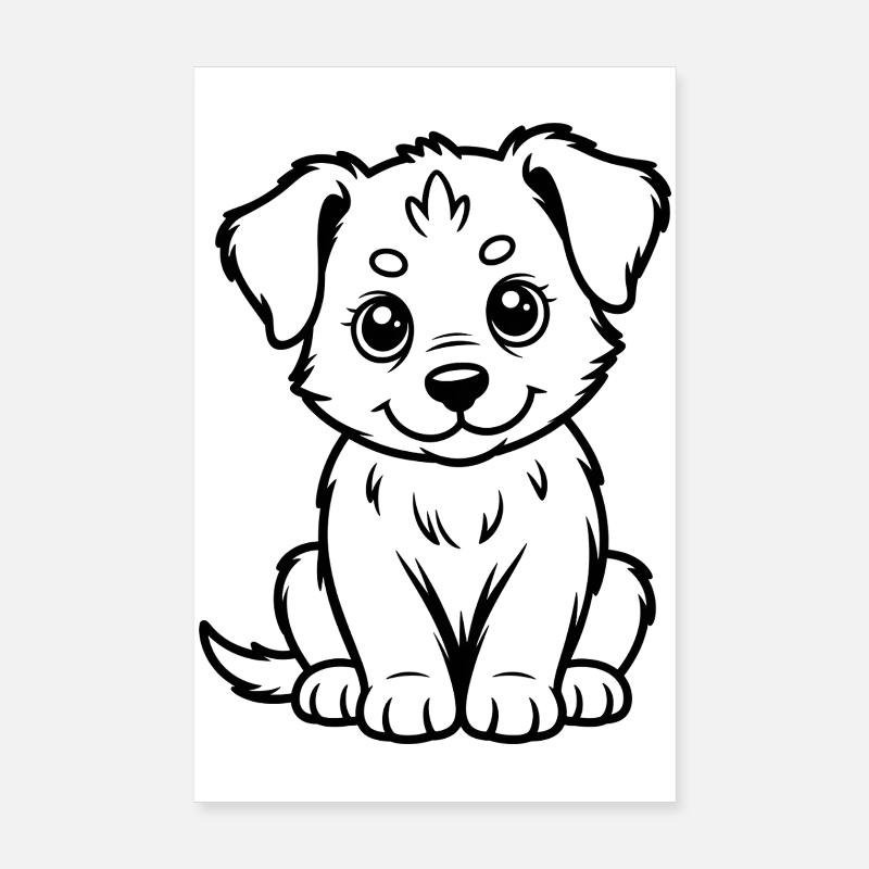 Cuddly Dog Line Drawing Poster 8" x 12" (20x30 cm)