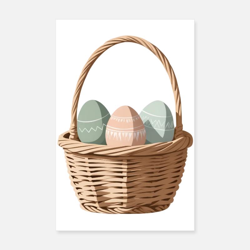 Pastel eggs in a basket Poster 8" x 12" (20x30 cm)