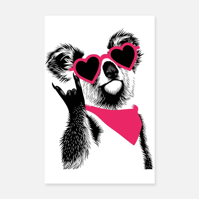 Koala avec lunettes en forme de cœur et panneau de jupe Poster 20 x 30 cm
