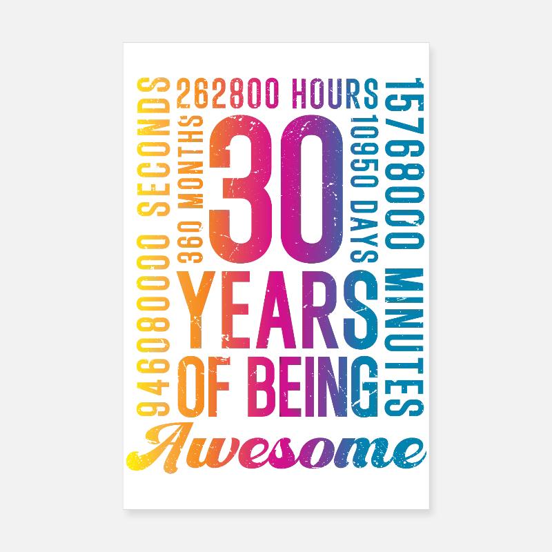 30 ans d’anniversaire Poster 20 x 30 cm