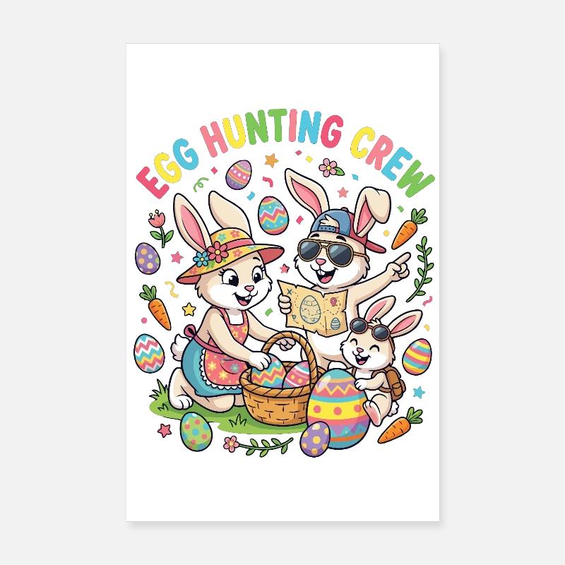 Hosterhasen Familie -Eier Sammler Poster 20x30 cm