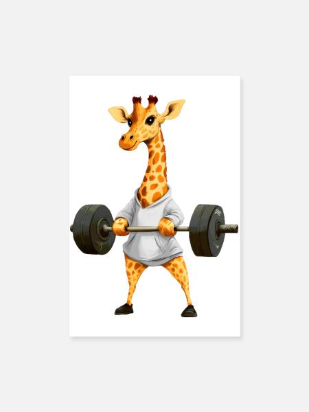 Giraffe Sport - Poster 20x30 cm - Weiß - Vorne