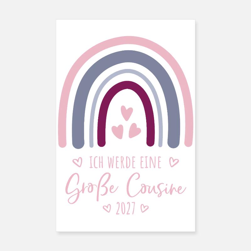 Ich werde eine Große Cousine 2027 Regenbogen  Poster 20x30 cm