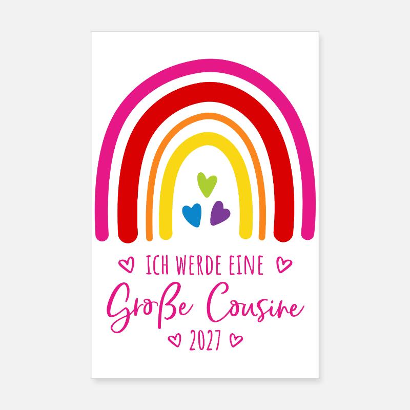 Ich werde eine Große Cousine 2027 Regenbogen Poster 20x30 cm