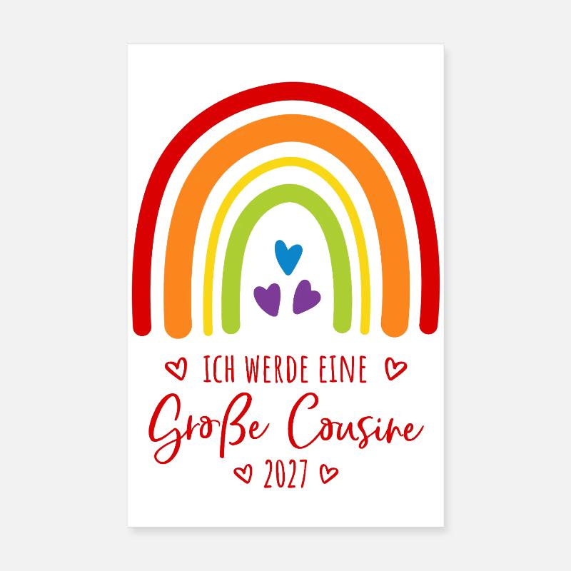 Ich werde eine Große Cousine 2027 Regenbogen Poster 20x30 cm